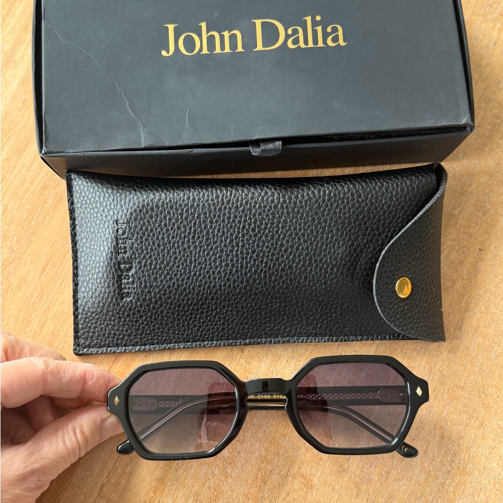 John Dalia Black Octagonal Sunglasses With Case